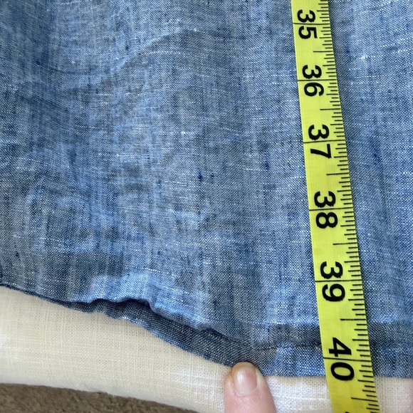 Sanctuary Chambray Blue 100% Linen Embroidered Lace Up Tassel Midi Dress Size 3X - Picture 6 of 11